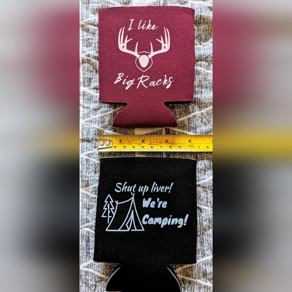 Set of 2 black & burgundy funny can coozies, BNWOT - Picture 5 of 5